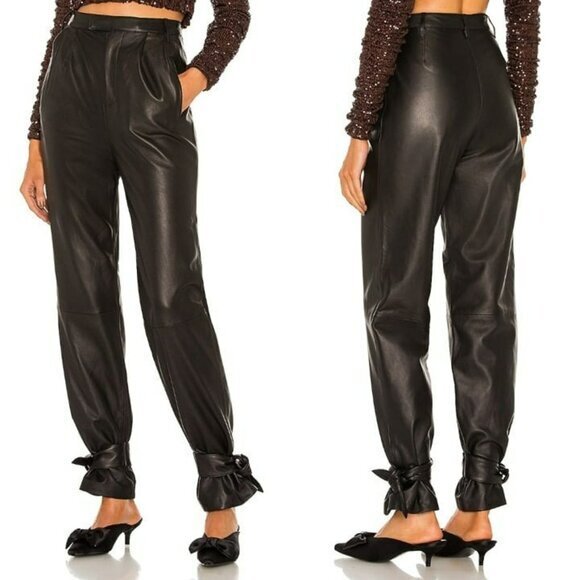 REVOLVE Pants - Lovers and Friends Seymore Leather Pants - Black